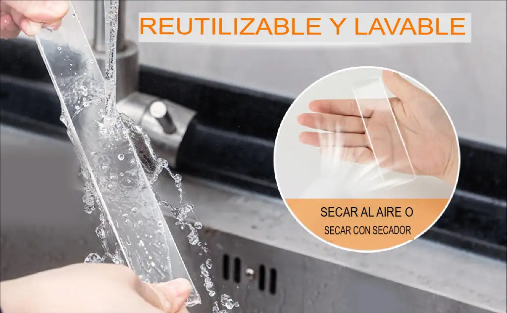 Cinta Adhesiva Nano de Doble Cara – 3m Lavable, Cinta de Gel Sin Rastro para Uso Multipropósito - PROMO 2X1