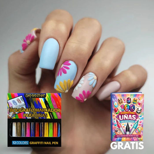 Kit de 12 Bolígrafos Nail Pen para Pintar Uñas + EBOOK CON 100 DISEÑOS DE REGALO🎁