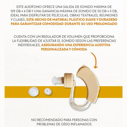 Audífono amplificador -  PROMO 2X1 + Ebook de cuidado y bienestar auditivo
